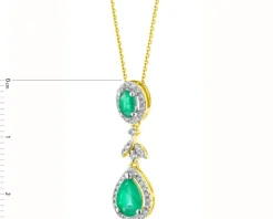 Zawieszka z żółtego złota z brylantami i szmaragdami - próba 585