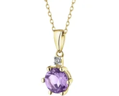 Zawieszka z żółtego złota z brylantem i ametystem - próba 375