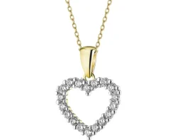 Zawieszka z żółtego złota z brylantami laboratoryjnymi - serce - 0,25 ct - próba 585