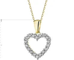 Zawieszka z żółtego złota z brylantami laboratoryjnymi - serce - 0,25 ct - próba 585