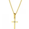 Zawieszka z żółtego złota z brylantem - krzyż - 0,006 ct - próba 585