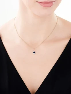 Zawieszka z żółtego złota z brylantami i szafirem - próba 585