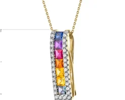Zawieszka z żółtego złota z brylantami i szafirami kolorowymi - próba 585