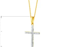 Zawieszka z żółtego złota z brylantami - krzyż - 0,10 ct - próba 585
