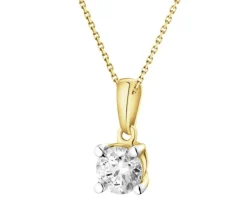 Zawieszka z żółtego złota z brylantem laboratoryjnym - 0,25 ct - próba 585