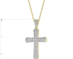 Zawieszka z żółtego złota z brylantami - krzyż - 0,30 ct - próba 585