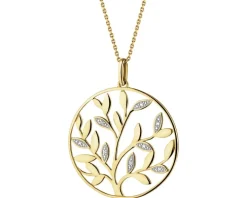 Zawieszka z żółtego złota z brylantami - drzewko - 0,01 ct - próba 375