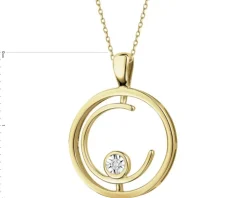 Zawieszka z żółtego złota z brylantem - koło - 0,01 ct - próba 375