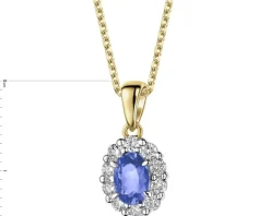 Zawieszka z żółtego złota z brylantami i tanzanitem - próba 585