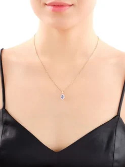 Zawieszka z żółtego złota z brylantami i tanzanitem - próba 585