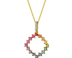 Zawieszka z żółtego złota z brylantami i szafirami kolorowymi - próba 585