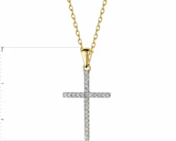 Zawieszka z żółtego złota z brylantami - krzyż - 0,15 ct - próba 585