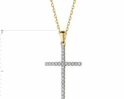 Zawieszka z żółtego złota z brylantami - krzyż - 0,25 ct - próba 585