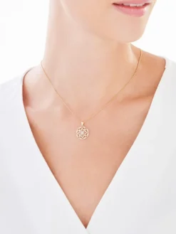 Zawieszka z żółtego złota z brylantem - rozeta - 0,01 ct - próba 375