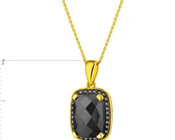 Zawieszka z żółtego złota z czarnymi brylantami i onyksem - próba 585