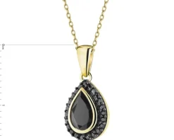 Zawieszka z żółtego złota z czarnymi brylantami i onyksem - próba 585