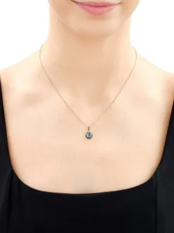 Zawieszka z żółtego złota z czarnymi brylantami i topazem London Blue - próba 585