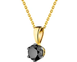 Zawieszka z żółtego złota z czarnym brylantem - 0,49 ct - próba 585