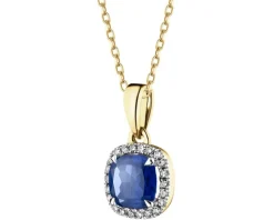 Zawieszka z żółtego złota z diamentami i szafirem syntetycznym - próba 375