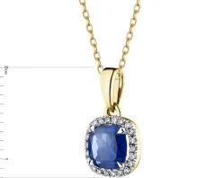 Zawieszka z żółtego złota z diamentami i szafirem syntetycznym - próba 375