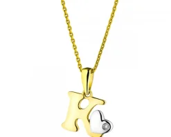 Zawieszka z żółtego złota z diamentem - litera K - 0,004 ct - próba 375