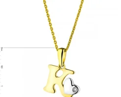 Zawieszka z żółtego złota z diamentem - litera K - 0,004 ct - próba 375