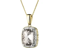 Zawieszka z żółtego złota z diamentami i topazem białym - próba 585