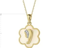 Zawieszka z żółtego złota z diamentami - medalik Matka Boska - próba 375