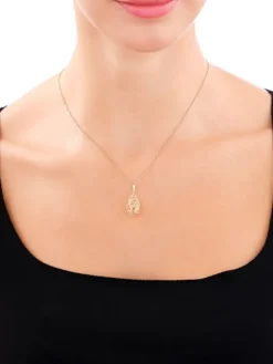 Zawieszka z żółtego złota z diamentami - koniczyny - 0,02 ct - próba 585