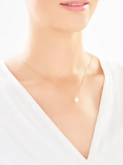 Zawieszka z żółtego złota z diamentem i perłą - próba 585