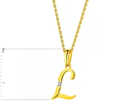 Zawieszka z żółtego złota z diamentem - litera L - 0,004 ct - próba 585