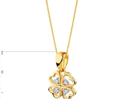 Zawieszka z żółtego złota z diamentami - koniczyna - 0,02 ct - próba 585