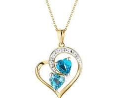 Zawieszka z żółtego złota z diamentami i topazami - serca - próba 375