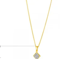 Zawieszka z żółtego złota z diamentami - kwadrat - 0,05 ct - próba 585
