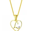 Zawieszka z żółtego złota z diamentem - litera L, serce - 0,005 ct - próba 375