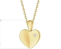 Zawieszka z żółtego złota z diamentem - serce - 0,005 ct - próba 585