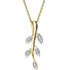 Zawieszka z żółtego złota z diamentami - liście - 0,01 ct - próba 375