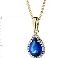 Zawieszka z żółtego złota z diamentami i szafirem syntetycznym - próba 375