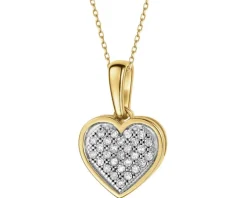 Zawieszka z żółtego złota z diamentami - serce - 0,10 ct - próba 585