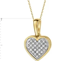 Zawieszka z żółtego złota z diamentami - serce - 0,10 ct - próba 585
