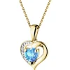 Zawieszka z żółtego złota z diamentem i topazem - serce - próba 585