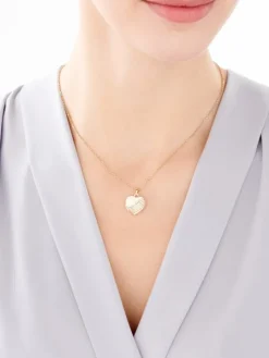 Zawieszka z żółtego złota z diamentami - puzderko - serce - 0,01 ct - próba 585