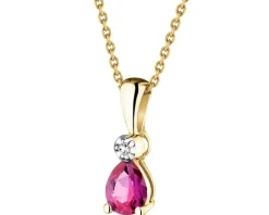 Zawieszka z żółtego złota z diamentem i rubinem syntetycznym - próba 375