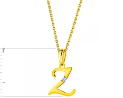 Zawieszka z żółtego złota z diamentem - litera Z - 0,004 ct - próba 585