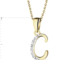 Zawieszka z żółtego złota z diamentem - litera C - 0,003 ct - próba 375