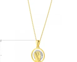 Zawieszka z żółtego złota z diamentami - medalik Matka Boska - 0,009 ct - próba 375