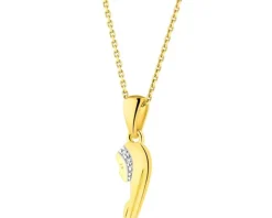 Zawieszka z żółtego złota z diamentami - medalik Matka Boska - 0,006 ct - próba 375