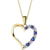 Zawieszka z żółtego złota z diamentami i szafirami - serce - próba 375