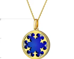 Zawieszka z żółtego złota z diamentami i emalią - rozeta - 0,01 ct - próba 375