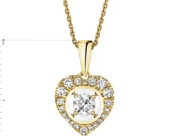 Zawieszka z żółtego złota z diamentami - serce - 0,25 ct - próba 585